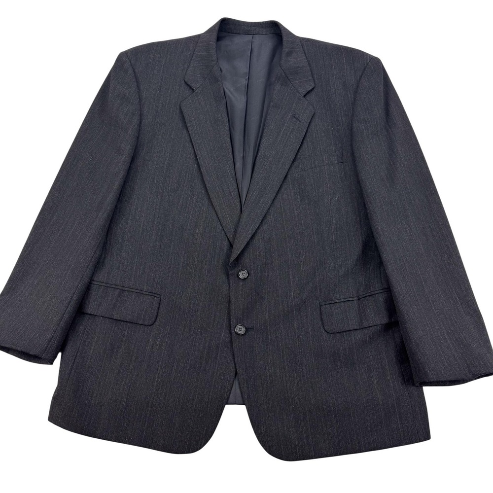 VTG Pierre Balmain Suit Jacket Mens 48R Gray Pinstripe Wool 2 Button Classic Fit